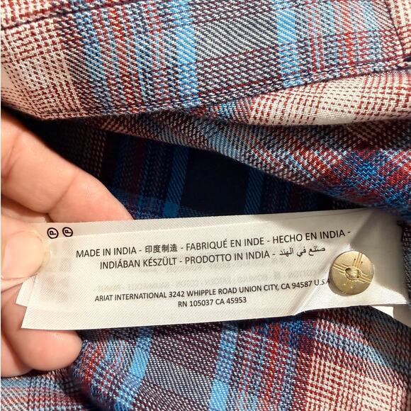 Ariat Real Billie Jean Shirt Womens Woodland Plaid Long-Sleeve Size L NWT - Picture 7 of 8